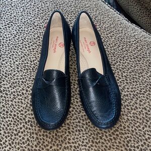 Marc Joseph Navy Leather Loafers for Women